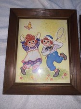 Vintage 1970s Raggedy Ann and Andy Framed Prints Set of 4 - Nursery, Children s