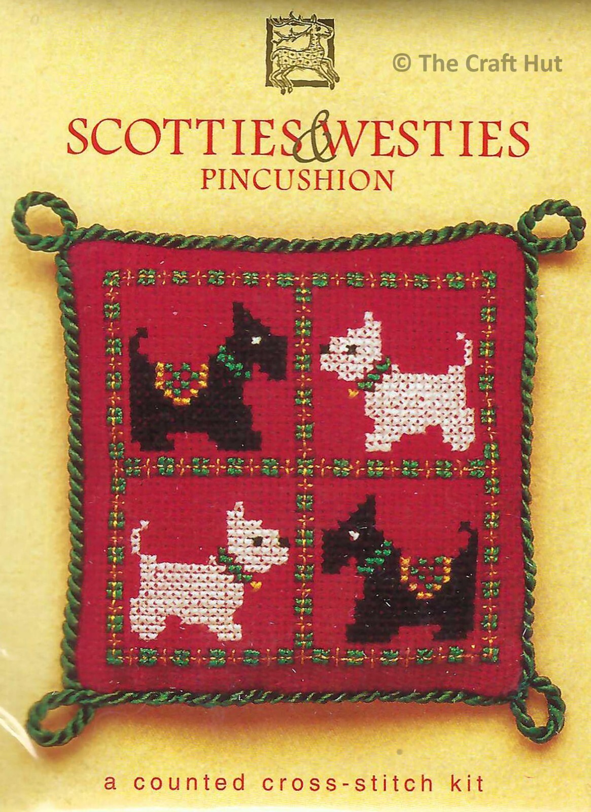 Textile Heritage Counted Cross Stitch Kit Scotties & Westies Dogs Pincushion New