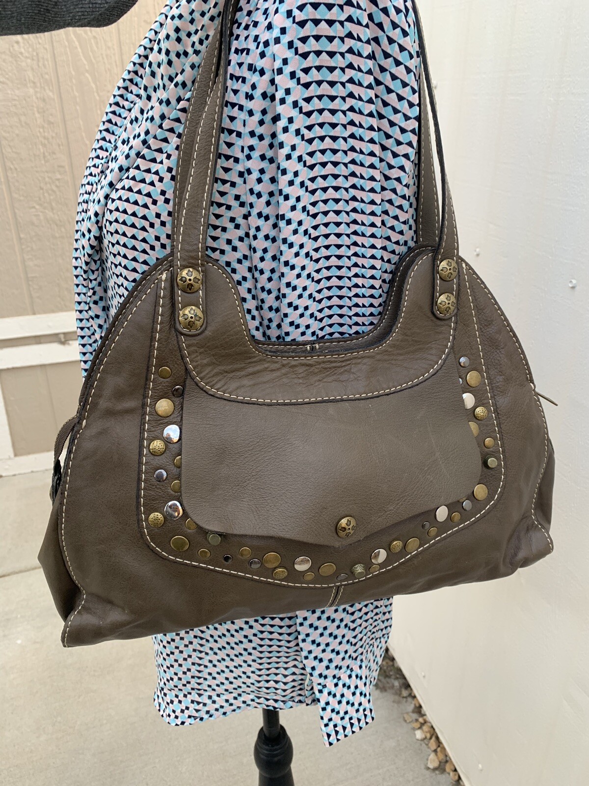 Patricia Nash Dark Green Leather Shoulder Tote Bag Gem