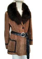 Real Sheepskin Vintage Penny Lane Style Lady's Coat Jacket Sz 12 14 Small 16