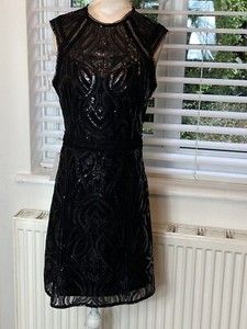 black sequin a line dress