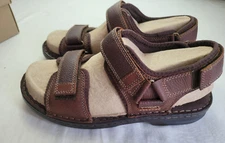 Clarks Malone Shore Tumbled Leather Men's Sandals 7.5 Brown Comfort Collection
