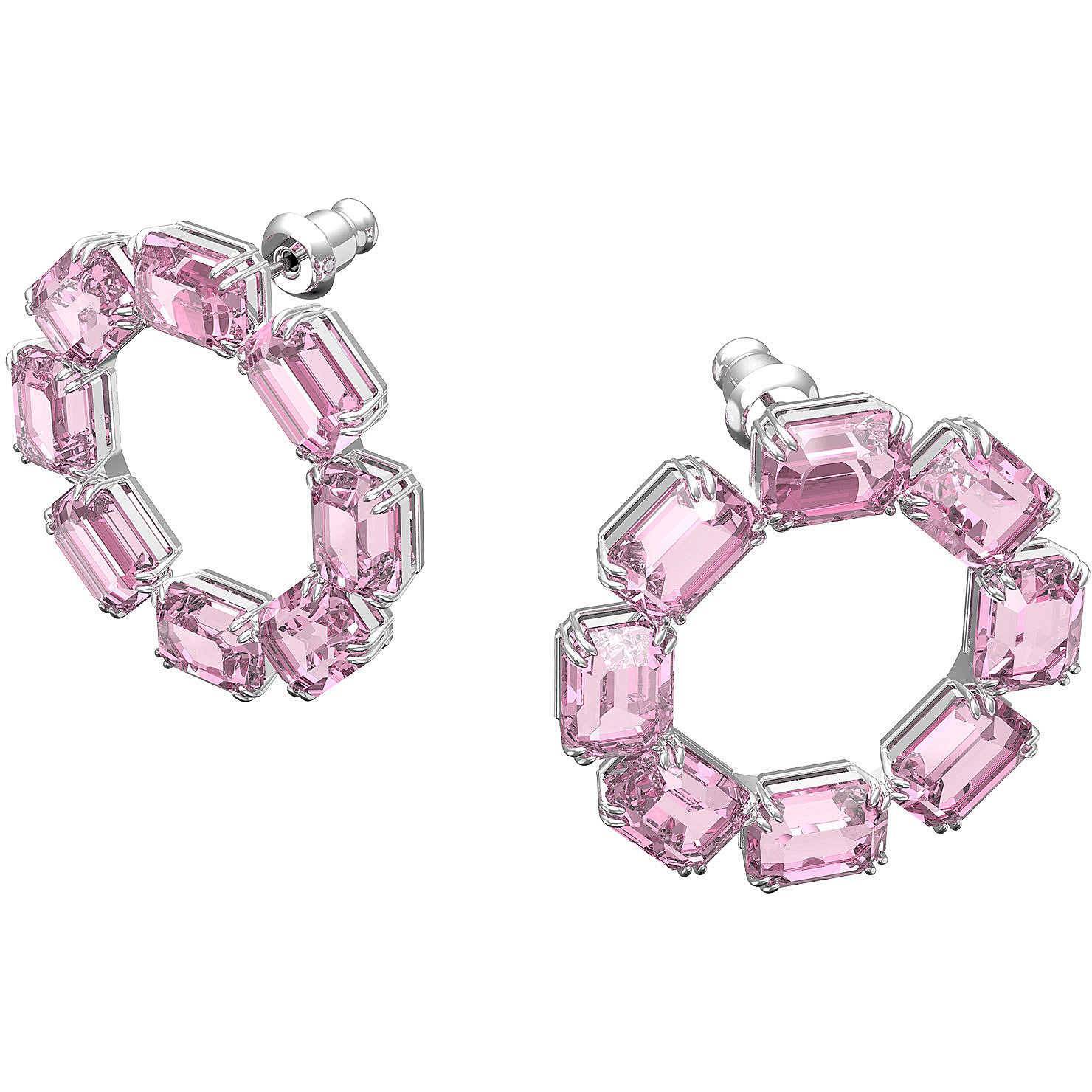 Orecchini Swarovski Millennia a Cerchio 5614296 Earrings Cristalli rosa Rodio