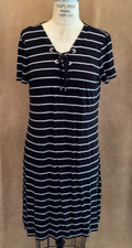 Large XL Calvin Klein Dress striped sailor summer short sleeve dress lace top
