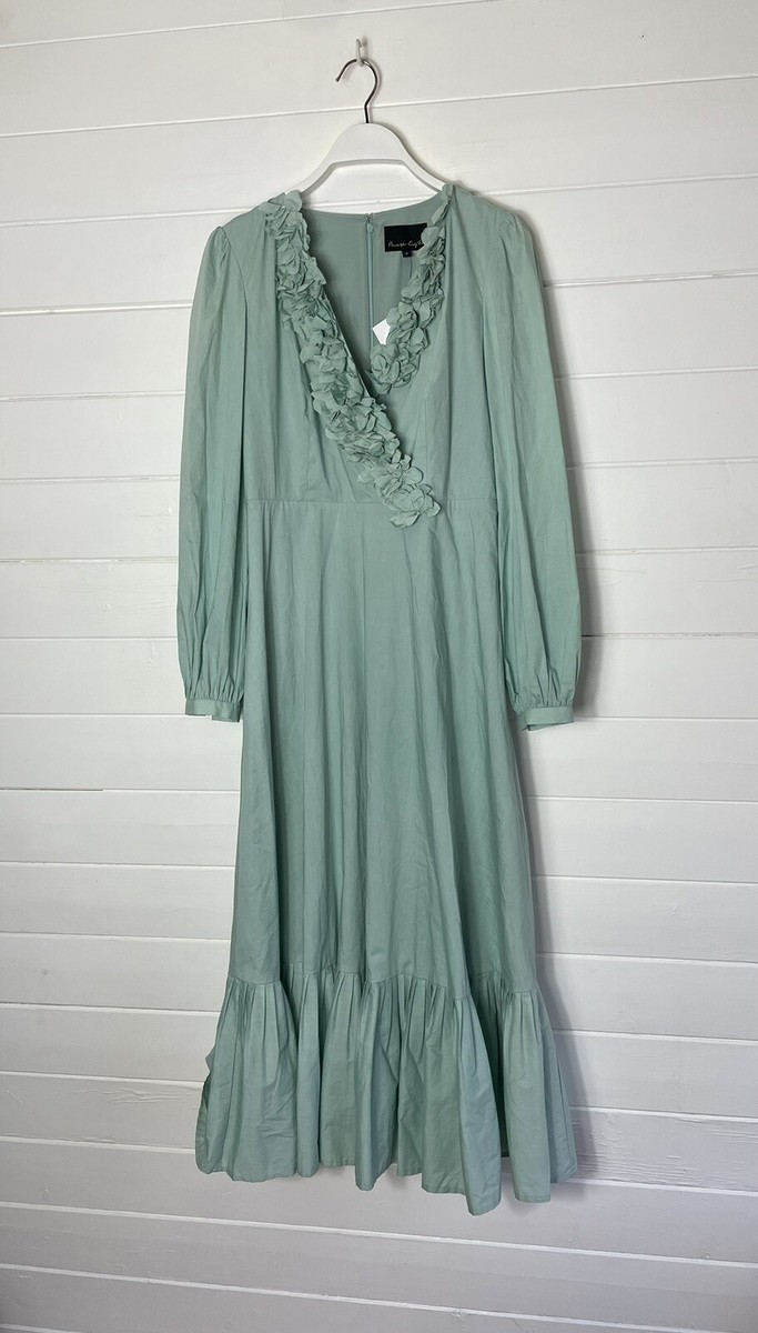 Phase Eight Pale Green Floral Appliqu V Neck Frill Maxi Dress 10 38 Sample  BNWT | eBay UK