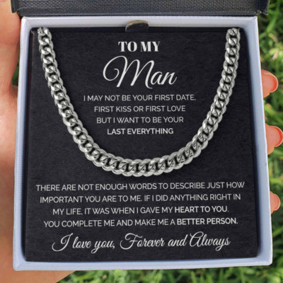 To My Man Cuban Link Necklace anniversary birthday meaningful gift for him