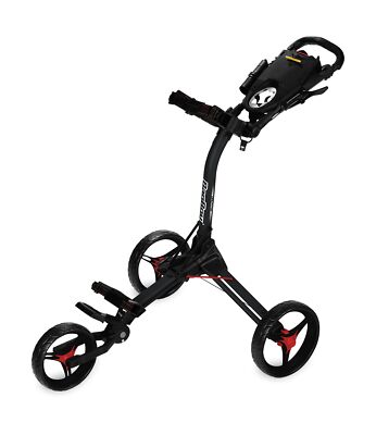 Bag Boy Compact 3 Push Cart, Matte Black/Red