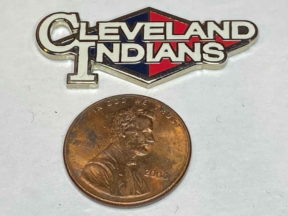 Cleveland Indians Hat Lapel Pin Tack Silver Red Blue White Script Logo Guardians - Image 2 of 2