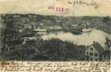 Postcard Birds Eye View of Houses and the Harbor Norwich Connecticut CT