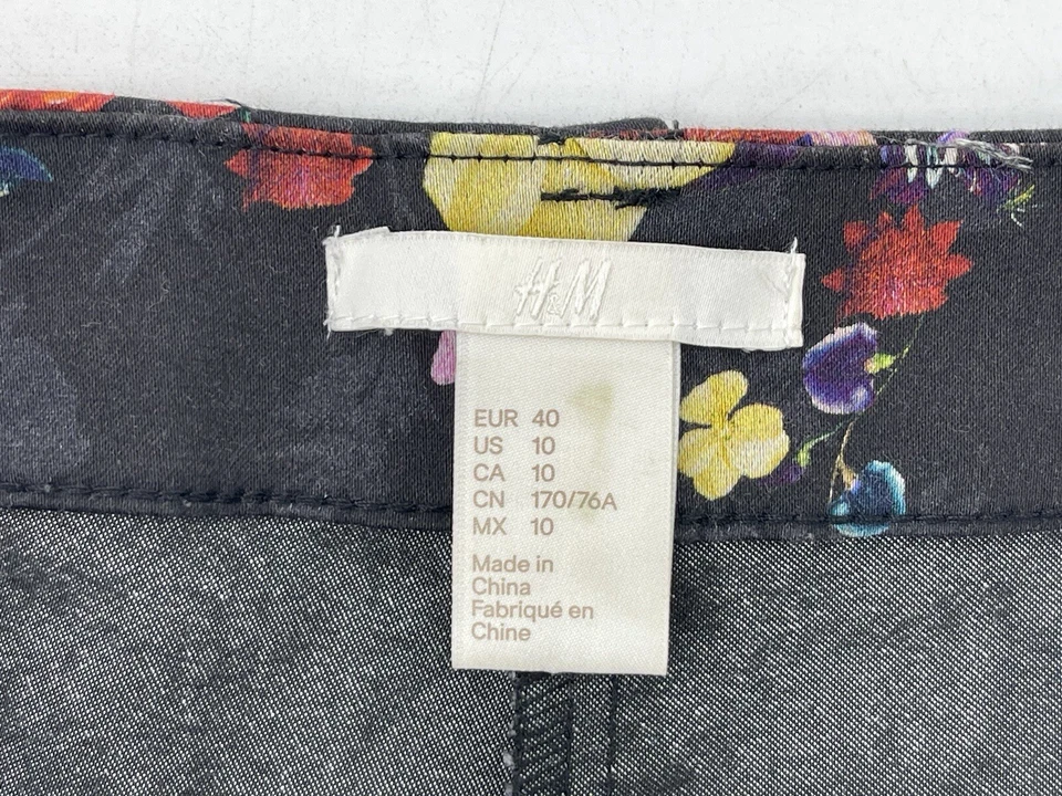 Pantalones florales de pierna recta H&M para mujer talla 10 tiro medio multicolor envío rápido Foto 4 de 4