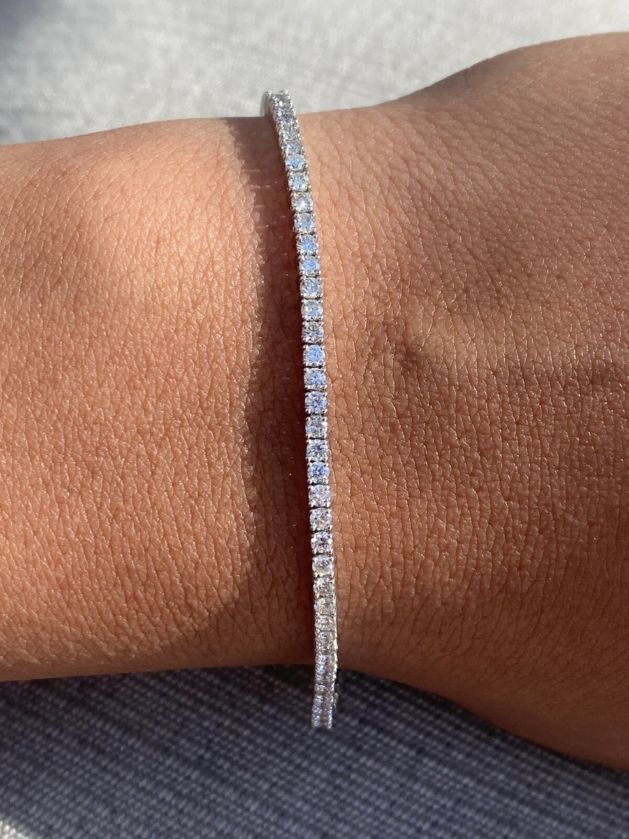 Tennis Bracelet Dainty Gift Round Cut Natural Diamond 14k