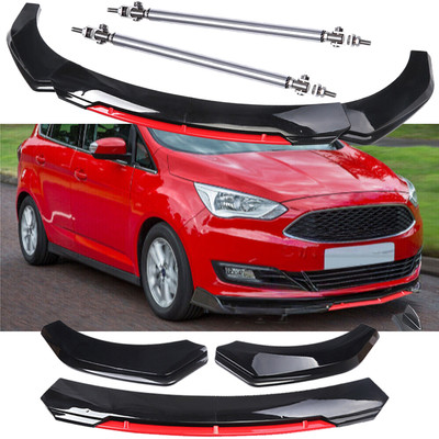 For Ford C-Max 13-18 Front Bumper Lip Spoiler+Splitter Body Kit Black Red