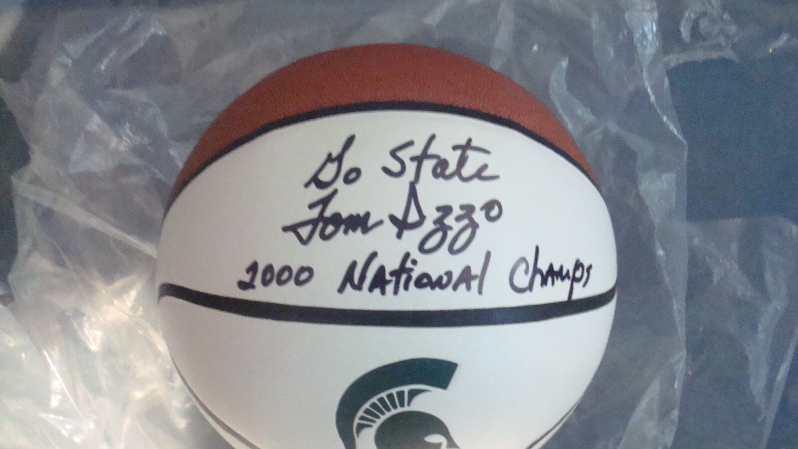TOM IZZO Autographed Signed Michigan State Spartans WHITE PANEL BASKETBALL 2000 NC JSA 