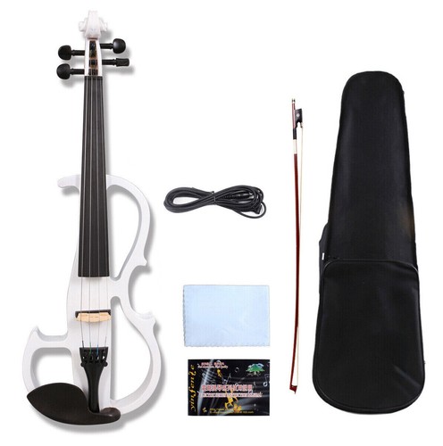 Violon électrique 4/4 Débutant - Silencieux Avec écouteurs - En Bois, Noir - Inclus Archet, Colophane, Câble
