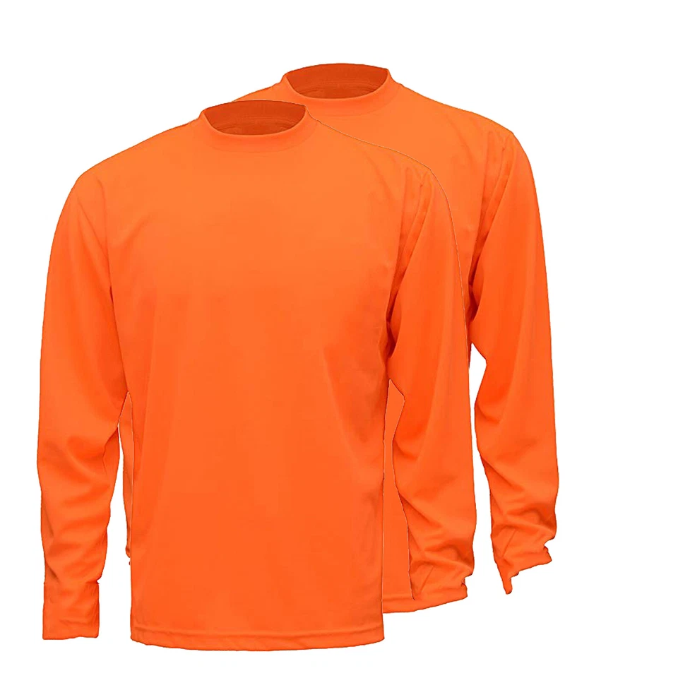 Mens (2 Shirts Per Pack) Hi Vis T Shirt Safety Long Sleeve Work Shirt S-3XL 518 - Image 4 of 4
