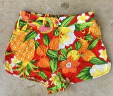 Vintage 1970s Tropical Hawaiian Print Booty Shorts Hot Shorts Mini Shorts XS 70s
