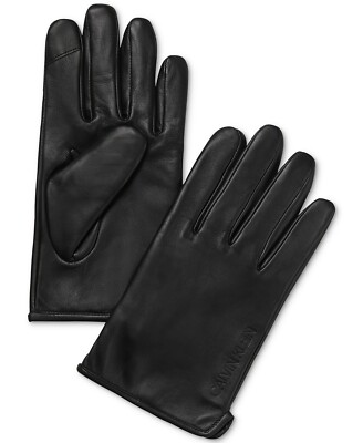 NEW Calvin Klein Men's Genuine Leather Fleece-Lined Touchscreen Gloves MSRP: $88