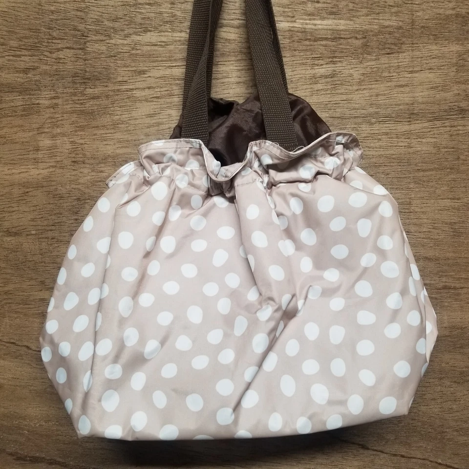 Bolsa de almuerzo aislada Thirty one ceñida marrón tostado blanco Poka Dot Foto 4 de 4