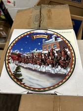 Anheuser Busch 2003 Christmas plate Old Towne Holiday Clydesdales with coa box 