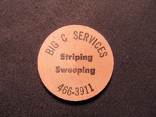 Big C Services Wooden Nickel Token - Big C Services Wood Coin -Striping/Sweeping