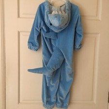 Shark 2T/3T Halloween Costume Blue Gray One Piece Bodysuit with Hood Ages 2-3