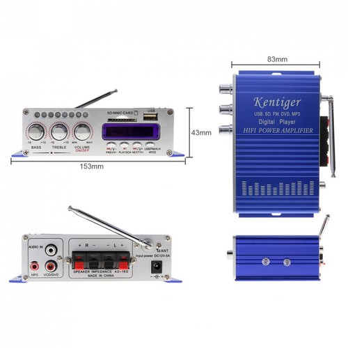 2 canales Mini HIFI Amplificador de Potencia Audio Estéreo Amplificador Hogar Coche USB MP3 FM SD Jack Entrada - Imagen 6 de 12