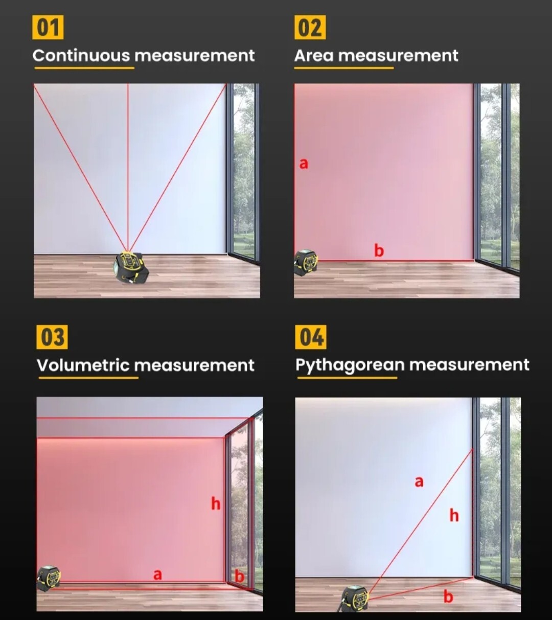 40M Laser Tape Measure Rangefinder Ruler Laser Distance Meter