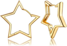 Star Hoop Earrings for Women, 20Mm/30Mm/40Mm/50Mm/60Mm, Small/Big Star Hoops, No