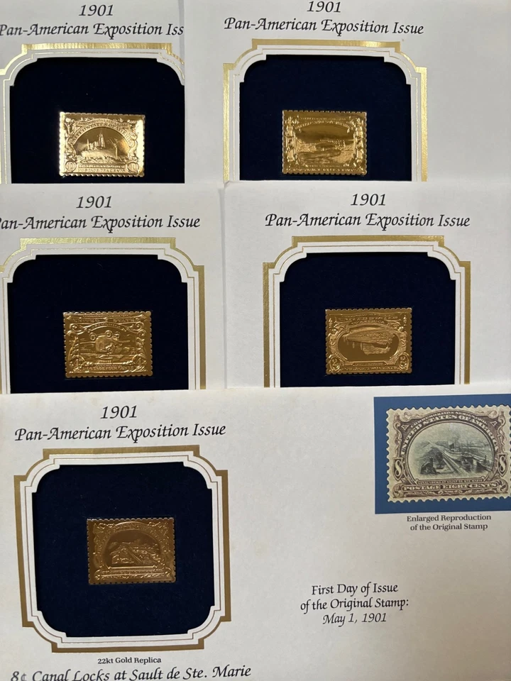1901 Lot of Five (5) Pan-American Expo 1st Day of Issue 22K Gold Replica (#968) - Image 2 of 3