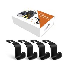 4-Pack Car Headrest Hooks Holds 55lbs Seat Storage Organizer for Bags Black