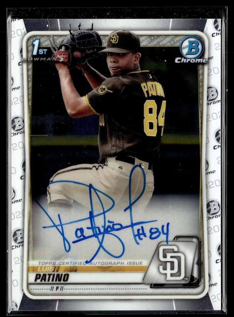 2020 BOWMAN CHROME 1ST PROSPECT AUTO LUIS PATINO PADRES