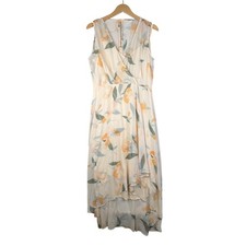 Calvin Klein Floral Print Sleeveless Maxi Dress size 12 White/Yellow/Orange