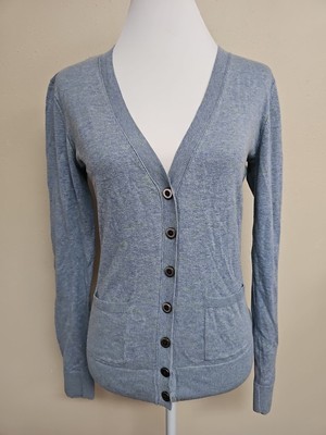 CABI Women s Cardigan Long Sleeve V-Neck Button Down Blue Color Cotton.Size XS