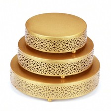 Elegant Gold Metal Cake Stand Set 3 Tier Dessert Display Holder Wedding Decor