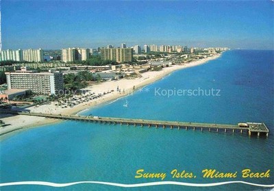 Sunny Isles Florida USA Strand Pier Motel-Row Hochhaeuser Fliegeraufnahme Atlant