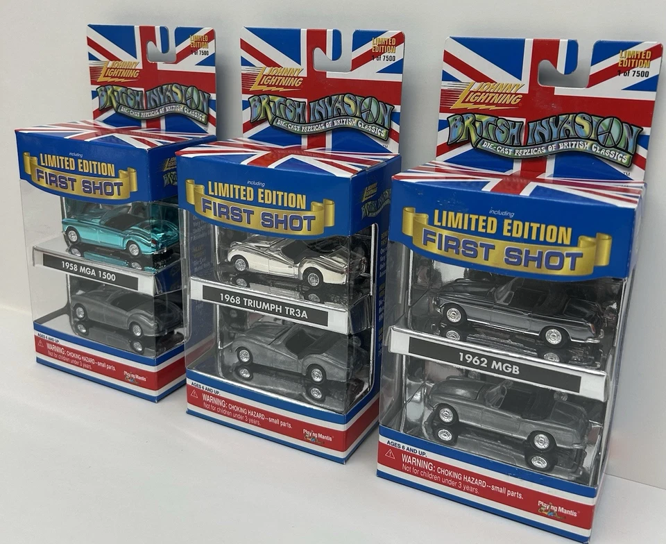 Johnny Lightning Invasión Británica Primer Disparo LOTE-MGA, MGB, TR3A-2000 (NUEVO) Foto 4 de 4