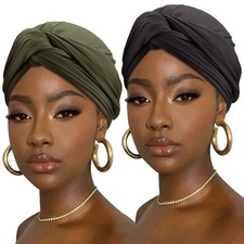Knotted Headwraps for Stretch African Ribbed Turban Head Scarf for Black Hair...