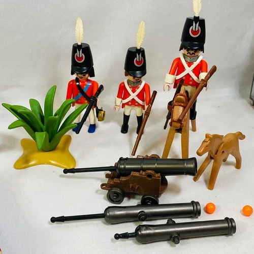 Vintage 3795 Playmobil British Redcoat Soldiers Honor/Harbor Guards w/ Cannons