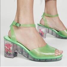 MELISSA x PATRICK COX | Green Platform Sandals Jelly Ankle Strap Float | Size 6