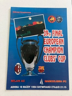 AC Milan vs Barcelona 1994 european cup final official Greek programme