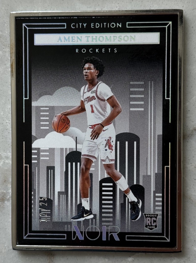 2023-24 Panini Noir - Rookies Metal Frame City Edition Amen Thompson /25 RC