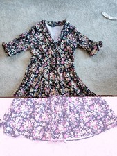 Lady Vintage dress womens floral flowers size 16 more 14  black cotton made UK