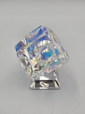 Stephen Lyons Millennium Cube Dichroic Glass Paperweight Art
