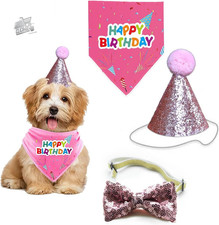 3Pcs Cane Compleanno Bandana Cappello Papillon Set Con Cappello E Papillon,Cappe