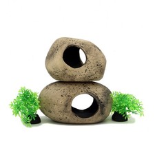 Stackable Aquarium Ceramic Decorations Rock Caves,Betta Fish Tank Decor Accessor