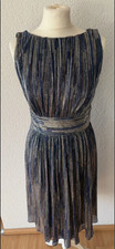 SWING Kleid 40 Plissee Cocktailkleid Gold Blau Multicolor festlich elegant NEU