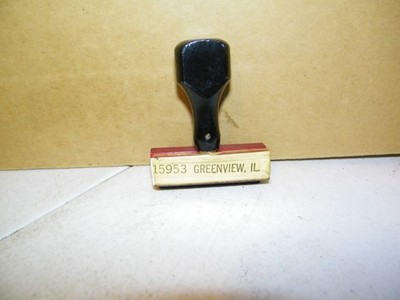 Vintage Eisenbahn Gummi Tintenstempel ''15953 Greenview IL.'' Illinois Central RR
