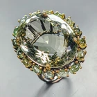 55ct gemstone Natural Green Amethyst Ring 925 Sterling Silver Size 8.75 /R450792