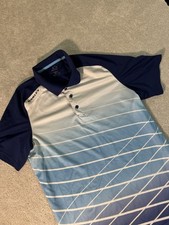 Oakley Hydrolix XL Geometric Blue Stiped Short Sleeve Oakley Spell Out Athletic