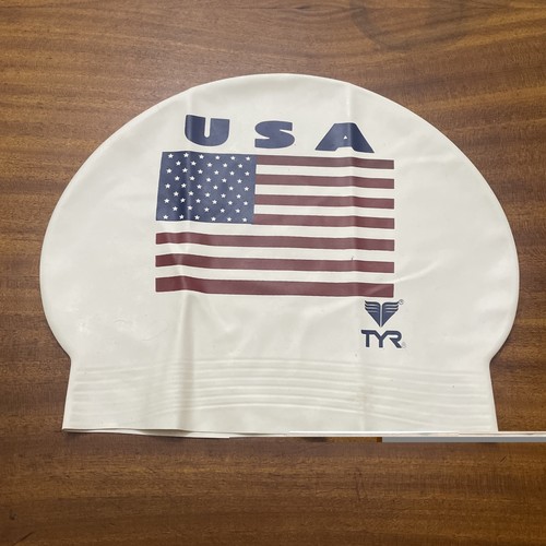 TYR USA Latex Swim Cap Swim Team White